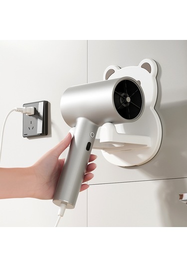 Lichen Fön Tutucu, Punch Yok, Saç Kurutma Makinesi Rafı, Banyo Beyaz