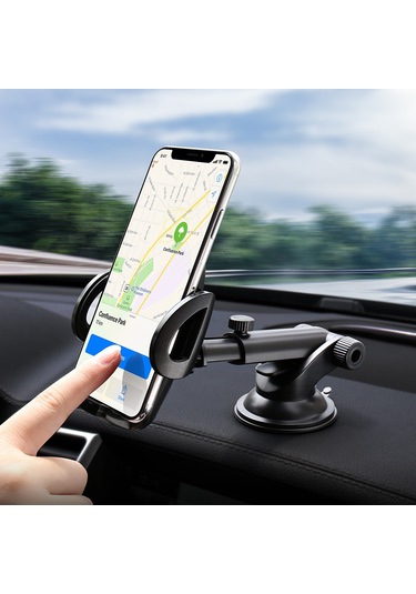 Youtek Sürekli Kilitleyen Çift Kullanimlı Araç Telefon Tutucu - Dashboard/sınıf Camı İçin, 65-105mm Genişlik, Çok Açı Görünüm, Siyah-gri Yxf155813