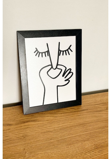 Modern Siyah Çerçeveli Ahşap Tuvalet & Banyo Tablosu 25x20 Cm