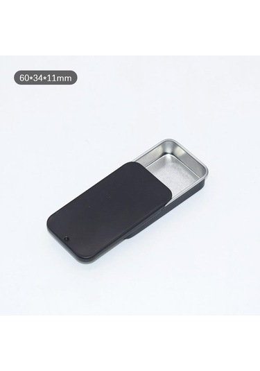 Metal Dikdörtgen Boş Mini Teneke Kutu Teneke Plaka İtme Şeker Hap Kutuları Saklama Kutusu Siyah