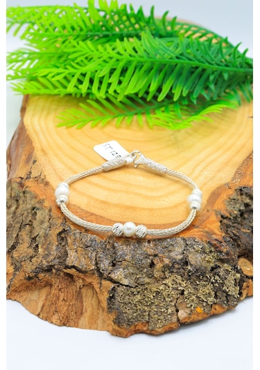 İnci Taşlı El işi 1000 Ayar Kadın Gümüş Bileklik 201021240