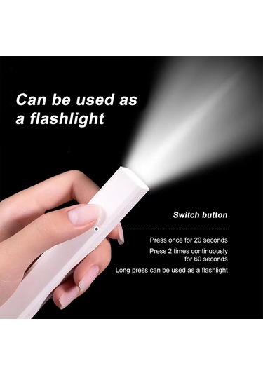 Skycity Portatif Şarjlı Mini Tırnak Isıtıcı, Hızlı Kuruyan 395+405nm Işık Kaynağı, Beyaz Sekizgen El Tırnak Lambası