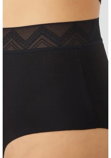 Cotonhill Desenli Lastikli Yüksek Bel Lazer Kesim Bikini Külot-siyah Siyah