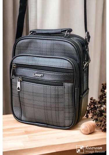 Erkek Çelik Kasalı Çapraz Çanta Büyük Boy Siyah