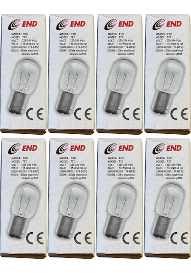 End 15w B15d Duylu Dikiş Makinesi Ampulü 8 Adet