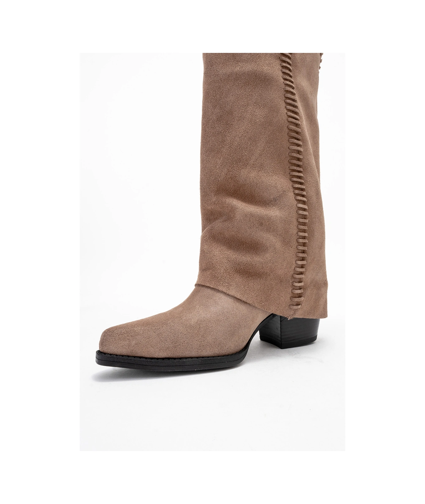 Tyler Toprak Süet Hakiki Deri Dikişli Kadın Western Çizme Toprak