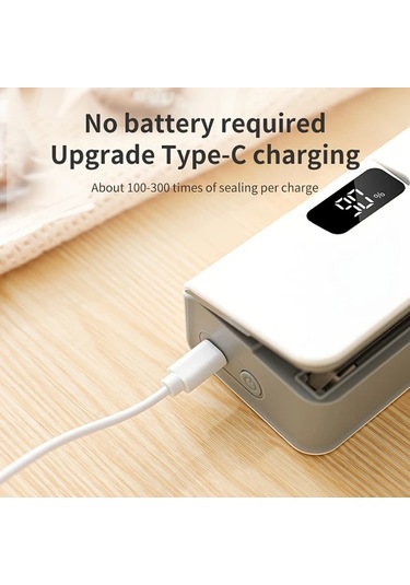 Boatshop1 Beyaz 6 Hiz Ayarli Manyetik Muhurlemeli Hotu Tasinabilir Usb Sarj Edilebilir Atistirmalik Sikacagi Dijital Ekran Sarja 100 300 Muhur Cipsler Kurabiyeler Icin Kompakt Taze Tutma Cihaz