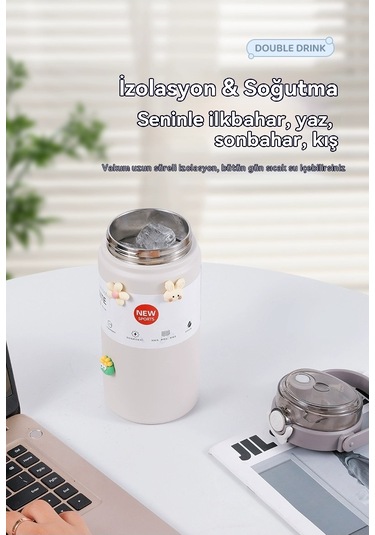 Gıda Sınıfı 316 Paslanmaz Çelik Büyük Kapasiteli Termos Bardak,1100 Ml Avokado Yeşili