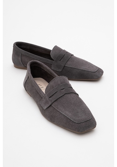 Luvishoes Luvi Shoes Morne Füme Süet Hakiki Deri Kadın Loafer Ayakkabı Füme