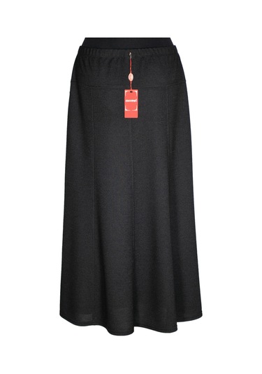 Hesna Kadın Seher Kışlık Büyük Beden Taşlı Astarsız Latikli Siyah Etek Siyah