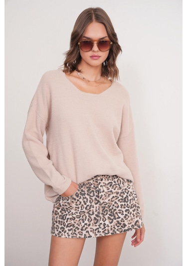 6901 Kadın Yumuşak Dokulu Basic Kazak Camel CAMEL