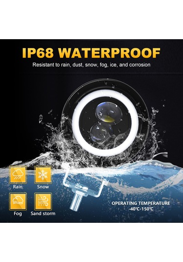 Youtek Motosiklet Led Farları, 60w 6000k Ip68, 3 Mod Yakın-uzak Işık, Drl , Alüminyum Gövde, 2 Adet Set