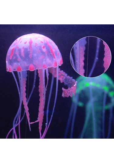 Vkemall Oranj Orta Boy Fluoresan Yumuşak Silikon Denizanası - Akvaryum Dekorasyonu, Canlandıran Su Ortamı, Zenginleyici Görünüm