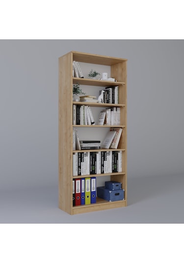 Lucas Cam Kapaklı Vitrin - Büfe - Kitaplık Ve Çok Amaçlı Dolap Ayarlanabilir Raf Ceviz - Meşe Safir Meşe