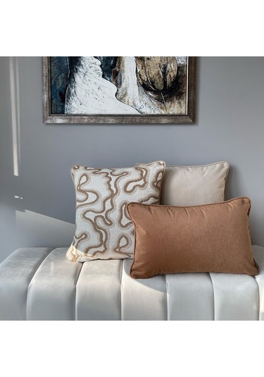 "sable & Curve" Dekoratif Kırlent Set Kahverengi - Vizon - Krem