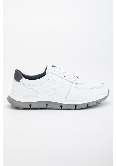 Hakiki Deri Erkek Günlük Ayakkabı Beyaz H Model Eva Taban-3481 Beyaz