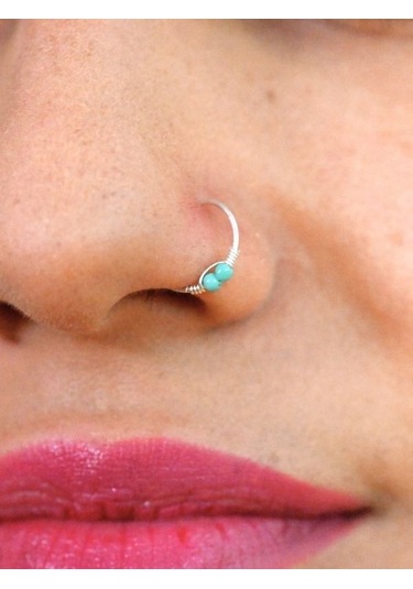 Gümüş İki Turkuaz Taş Ve Yay Detay Hızma 925 Ayar Hızma-hızma47 Gümüş