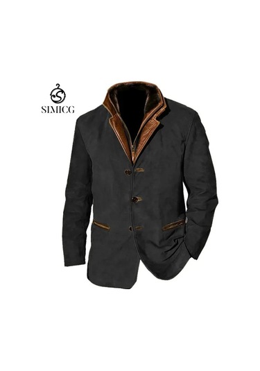 İlkbahar Ve Sonbahar Erkek Retro Ceketi Siyah