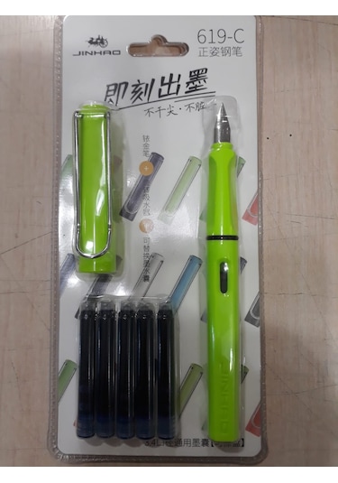 Jinhao Dolma Kalem Opak Ef 0,38 Uç+5 Kartuş - Renk Seçenekli- Opak Elma Yeşili