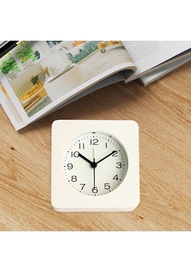 Trendooze Yatak Suntek Sessiz Saati, Saat Masa İçin Çocuk Çalar Beyaz Basit & - Tb