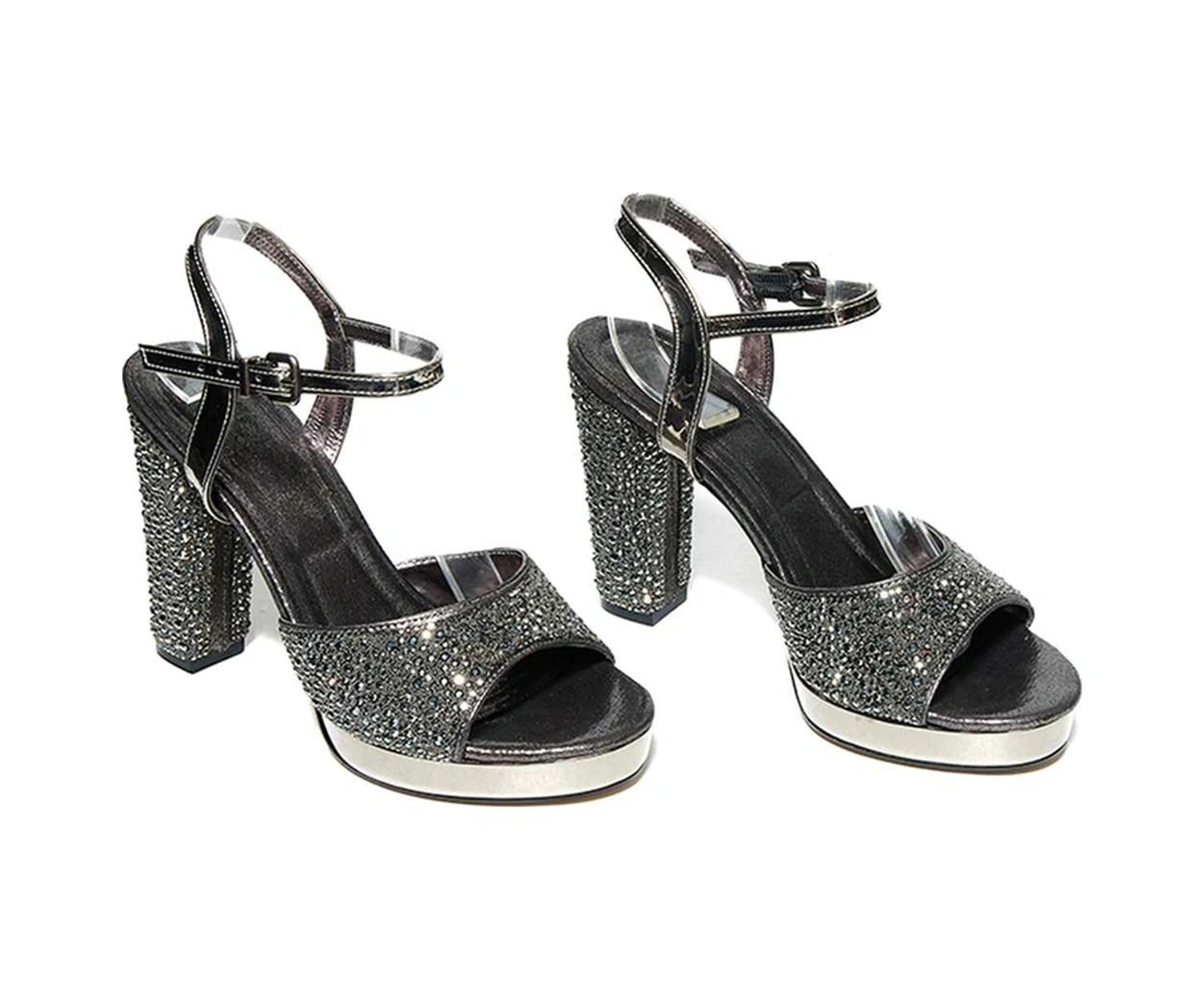 Bestello Taşlı Neolit Taban Kalın Topuklu Ayakkabı 331-390 Kadın Ayakkabı PLATIN