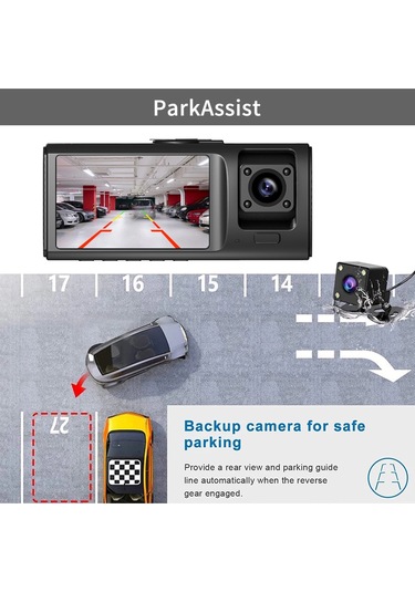 V20 Araç Içi Dikiz Dashcam 3 Kameralı Wifi Araç Kamerası