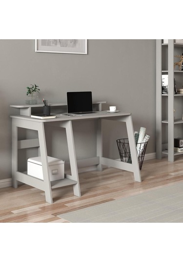 Country Ergonomik Çalışma Masası, Modern Bilgisayar Masası - Gri