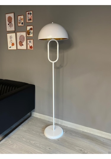 Beyaz Lambader Modern Dekoratif Metal Oturma Odası Çalışma Odası Zemin Lambası 6907 Beyaz