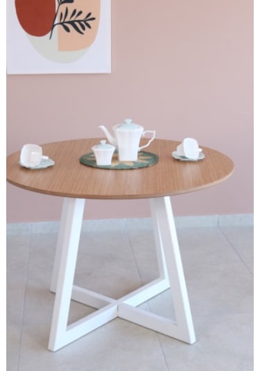 BAMBU Renk Yuvarlak Yemek Masası, Modern BAMBU MDF  Yemek Masası,
