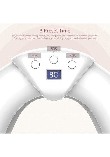 Skycity 36w Led/uv Çift Işık Kaynağı Manikür Lambası, 18 Işık Pimi, 3 Zaman Ayarı 30s/60s/90s , Sayım Göstergesi, Akıllı Entegre Sensör, Uv Jel/led Oje Uyumlu, Katlanabilir U-şekilli Gövde, Beyaz