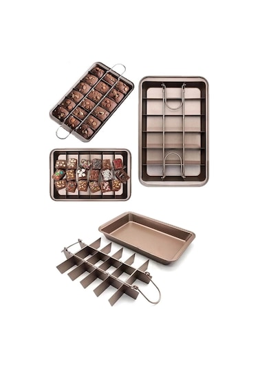 Pratik Paslanmaz Çelik Yanmaz Yapışmaz 18 Bölmeli Brownie Kek Kalıbı Kek Kalıbı Fırın Tepsisi