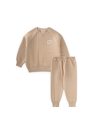 Cigit Kapitone Sweatshirt Takım 1-7 Yaş Bej Bej
