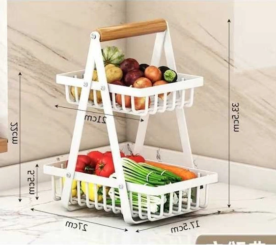 Tongxida Pratik Beyaz Çift Katmanlı Meyve Sepeti, Masaüstü Saklama, Ev Dekoru, Yüksek Kalite Beyaz