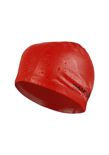 Sones Yetişkin Unisex Pu Kaplamalı Rahat Su Geçirmez Yüzme Bonesi Kırmızı