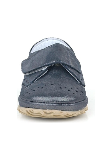 Hakiki Deri Simli Cırtlı Bebek Patik Ayakkabı Siyah