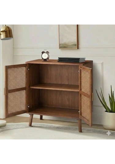 Dark Walnut Hazeran Detaylı Masif Büfe Ceviz