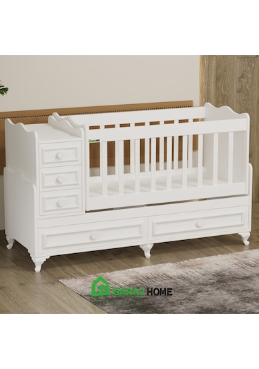 Garaj Home Öykü 5 Çekmeceli 60x120 Country Beşik Kombin Beyaz