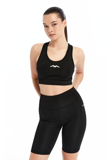 Kadın Crop Şort Takım Baskı Detaylı B2089-d742 Siyah