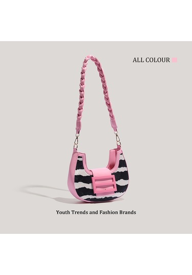 Charhp&kejnt Zebra Desen At Kılı Koltuk Altı Çantası Kadın Sonbahar Ve Kış Tek Omuz Hilal Baget Çanta Kırmızı - Pembe