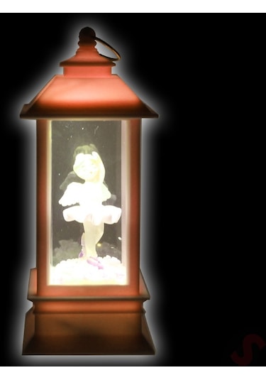 Uçuşan Simli,12,5cm X 5cm Led Işıklı Balerin Fener Küre - D