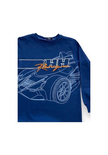 Erkek Çocuk Racing Sweatshirt-14666 Lacivert