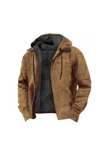 Erkekler İçin Rüzgar Geçirmez Ve Su Geçirmez Polar Astarlı Ceket Deve Tüyü