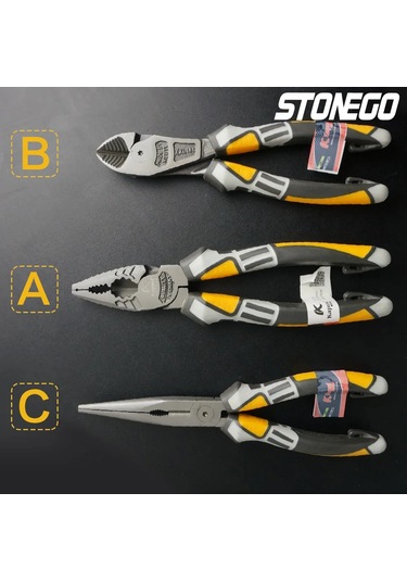 Stonego Yalıtımlı Pense, Tel Sıyırma Sıkma Elektrikçi Pense Striptizci Crimper Sıze D