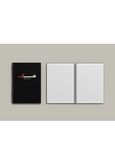 Notebook for Developers - Deadline - Siyah - Kısmi Lak'lı Sert Mukavva Kapak - 100 Yaprak - Kareli - Spiralli Defter
