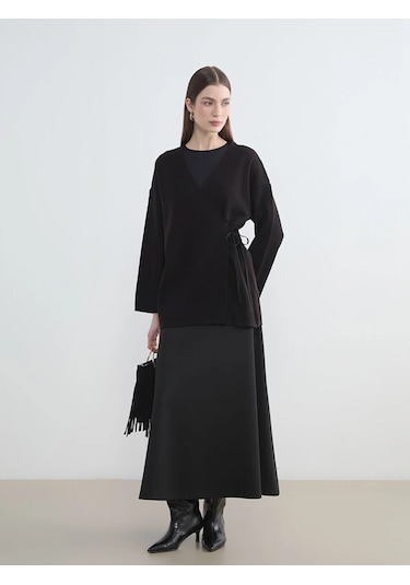 Lc Waikiki Siyah Kruvaze Yaka Kadın Kimono