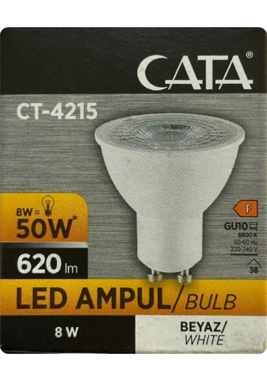 1 Adet Cata 8w 50w 6500k Beyaz Işık Gu10 Duylu Led Spot Ampul Tekli Beyaz Işık Gu10 Led Ampul