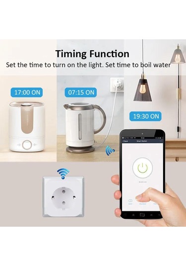 Mufunye Wifi İle Akıllı Prizi - Avrupa Standartı 16a, Akıllı Kontrol Fonksiyonu