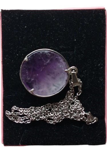 Ametist Doğal Taşlı Hayat Ağacı Çelik Kolye - Kadın Mor