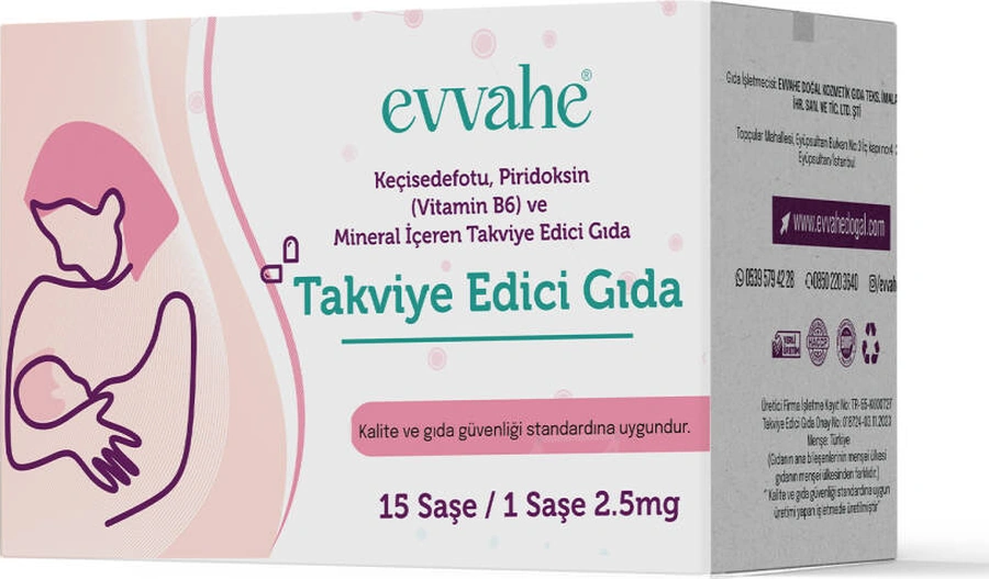 Keçisedefotu, Piridoksin Vitamin B6 Ve Mineral İçeren Takviye Edici Gıda 15 Saşe 1 Saşe 2.5mg