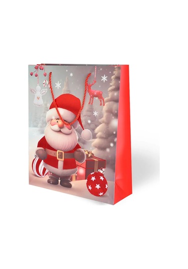 Yılbaşı Varak Baskılı Lüks Karton Çanta 26x32 - Noel